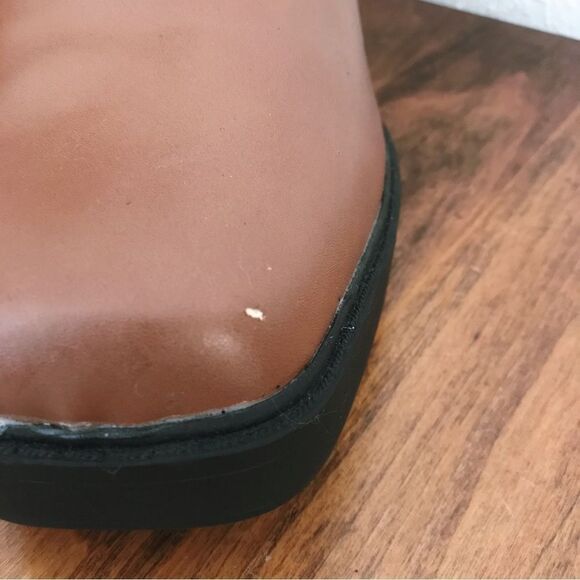 MIA Dru Chelsea Platform Boot Bootie Chunky Block Heel‎ Brown Black Size 11 - Picture 8 of 14